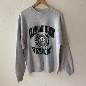 Champlain Islands Sweatshirt | Grey Graphic Crewneck Oversized Cozy | Size XL